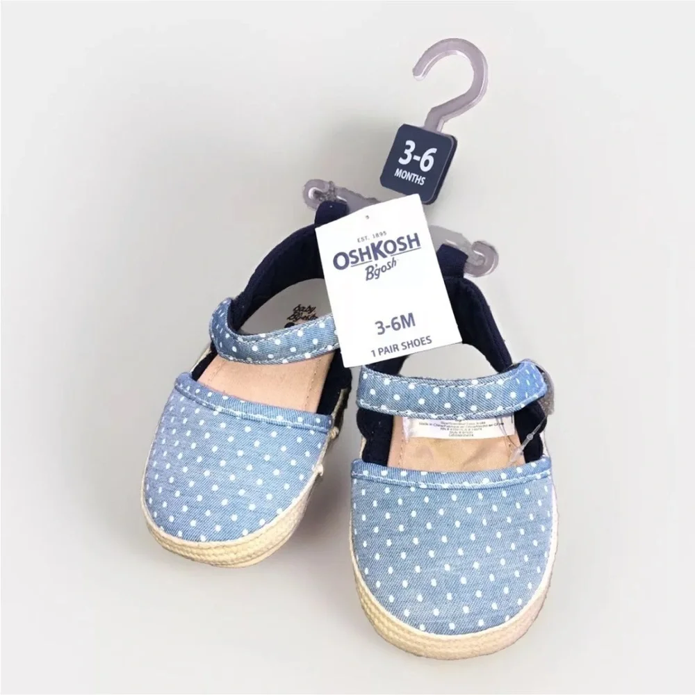 NEW- OshKosh B'gosh GIRLS Mary Janes - SHOES - Blue/White - Size 2, 3-6M, NWT